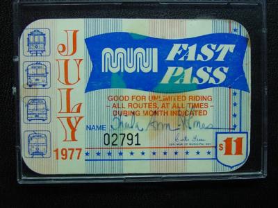 one of the first montly fast pass issued in the 1970's
