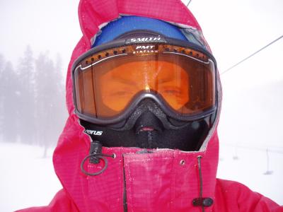 Self Portrait on lift.  It was snowing and kind of cold.