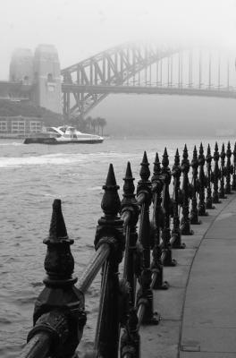 Sydney Harbour Bridge in fog