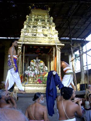 Parthasarathi inside the newly made punniya koti vimanam