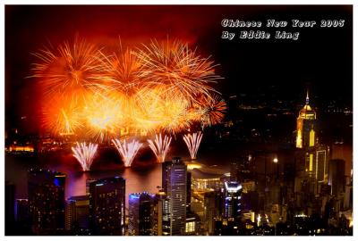 Chinese New Year fireworks over Victoria Harbour