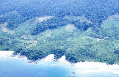 Aerial view west coast of Palawan