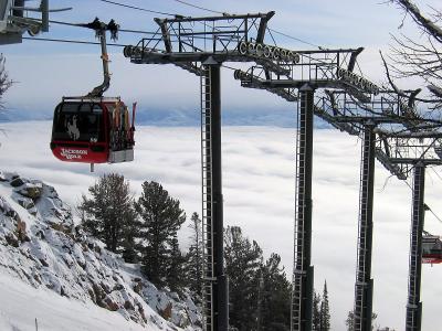 Skiing above the clouds