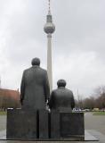 Marx and Engels looking at the Fernsehturm