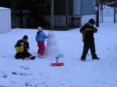 Working on the snowman