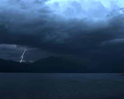 Lightning across Lake McDonald