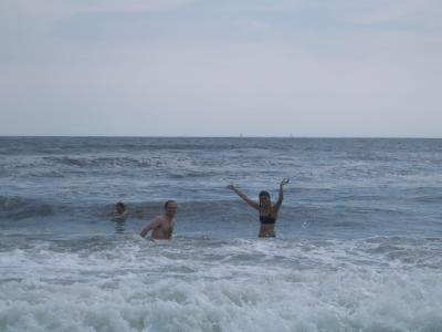 Christine, Steve, & Hannah frolicking in the water