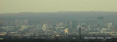 Manchester city centre from Werneth Low, March 2005