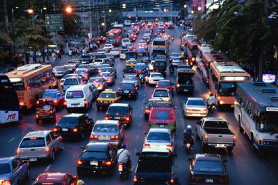 Traffic in Bangkok twilight
