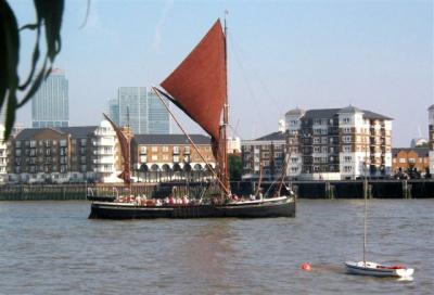 thames barge showing off for us