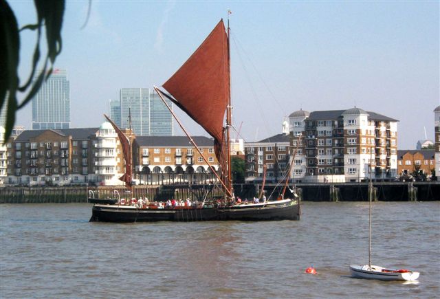 thames barge showing off for us