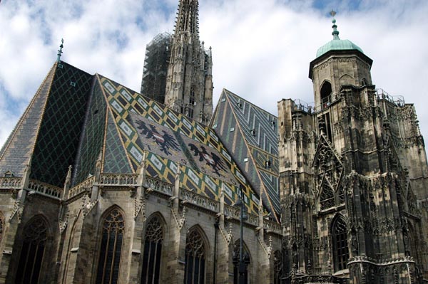 The Stephansdom roof was restored in 1950 after WWII