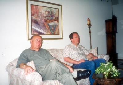 Bud Grupp and Jonathon Wooldridge at Bud and Carlynn Grupp's Home in Mason City, Iowa - 6-2000
