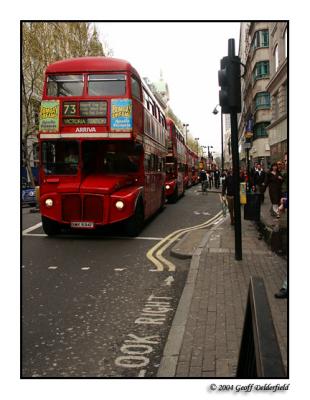 traditional red London buses