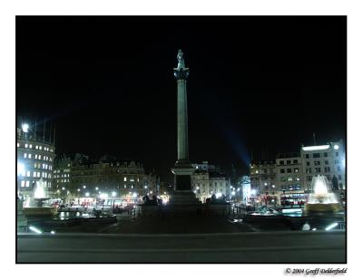 Trafalgar Square and Nelsons Column at night