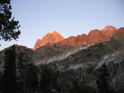 Sun setting on Grand Teton Mtn