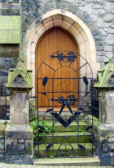 Church Gate down the street from Castle in Wales