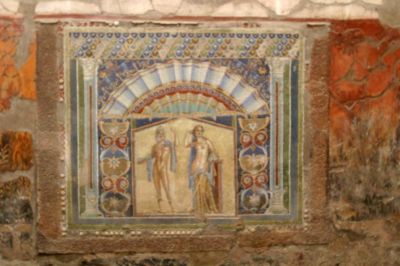 Wall mosaic of Poseidon and Amphitrite
