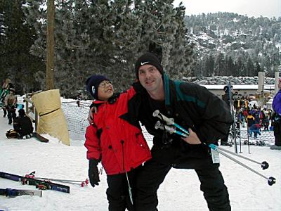 Ben and  his dad on a California ski trip