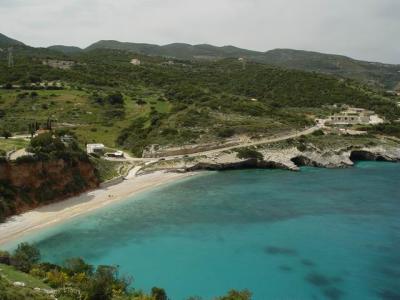 ...and a more calm Makrys Gialos Beach