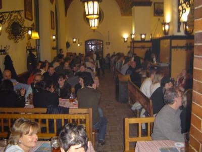 A small area of the Hofbrauhaus, another beer hall.  Impossible to smuggle a stein (large beer glass) from this place.
