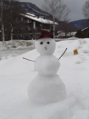 Our first snowman.  And only 6 inches high.