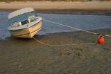A boat during a low tide at Ellis Landing beach. Brewster, Aug. 28, 2004.