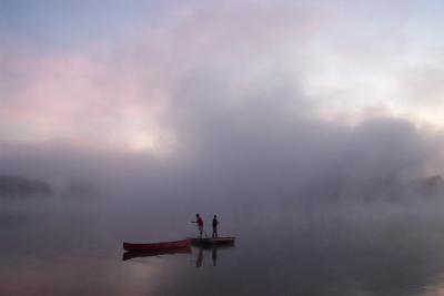 Early-morning fog on Lake Winnipesaukee