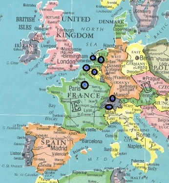 Destinations for this trip are circled in black