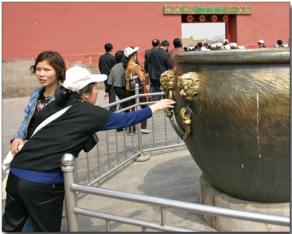 Touching for luck - Forbidden City, Beijing