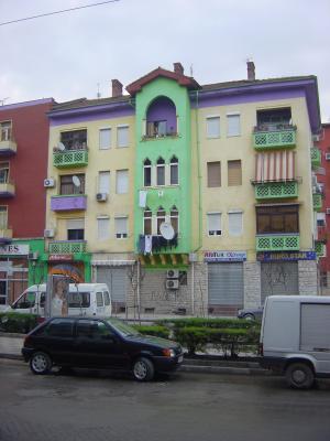 One of the colorful houses of Tirana