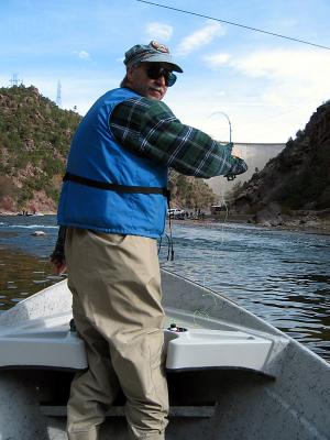 Fish on! just below the dam...