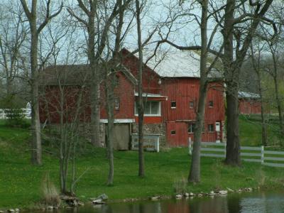 Barns by a River