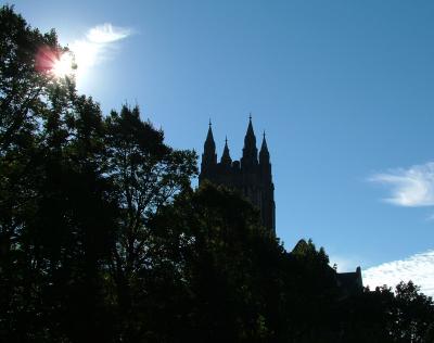 The spires of Gasson Hall at Boston College on a beautiful Monday morning!