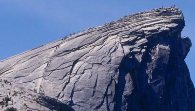 Crop Showing People Climbing Cable to Top of Half Dome [4x5]