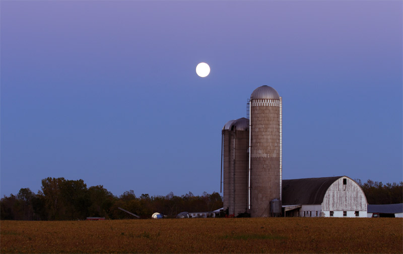 moon and silos
