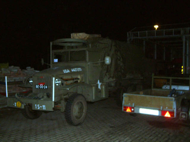 The GMC in front of its new nest