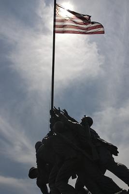 Iwo Jima backlit flag