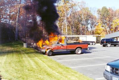 Truck fire on Consitution Blvd. (Shelton) 10/00