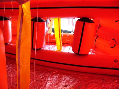 Inside the large life rafts