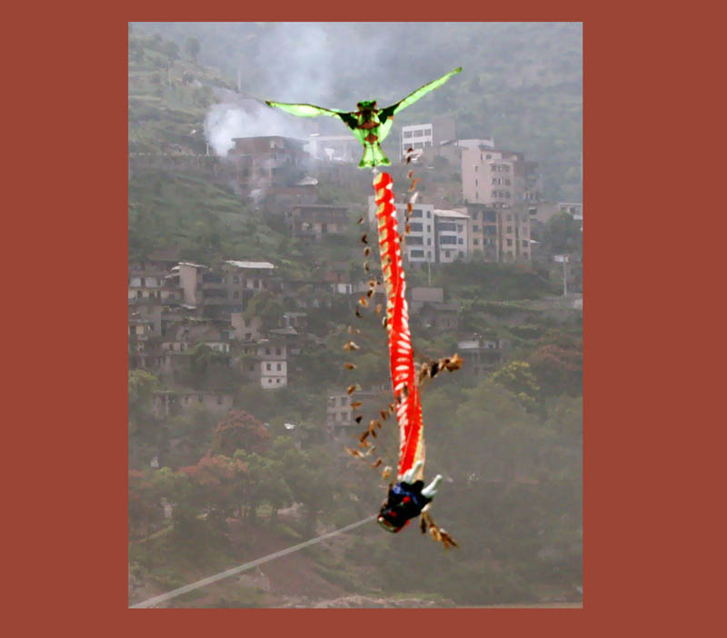 Kite flown from upper deck