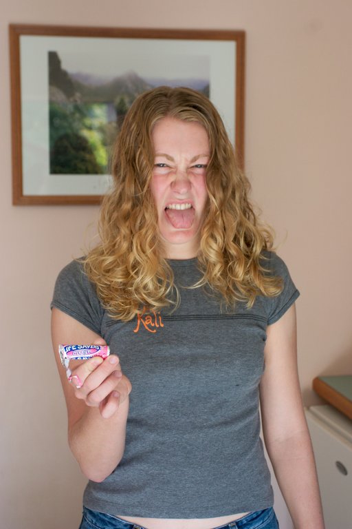 Michelle trying musk flavored lifesavers!