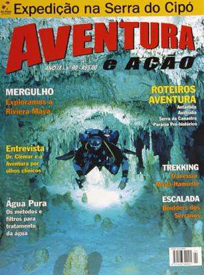 Foto e texto da matria sobre a Riviera Maya no Mxico. Na foto da capa desta edio tambm de min ha autoria aparece o mergulhador Osmar Rodrigues na caverna Dos Ojos.