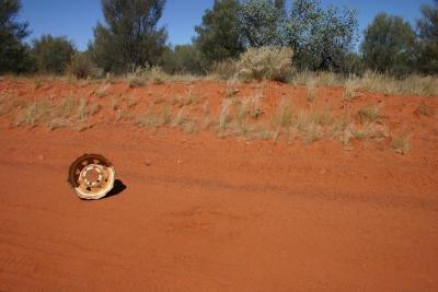 The remains of a car on the road