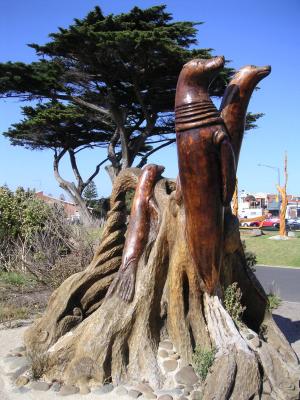 Wooden sculpture at Apollo Bay