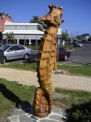 Wooden sculpture at Apollo Bay
