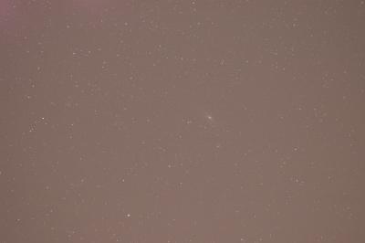 Andromeda Gallaxy (M31)
Nikon D70 and Nikkor 60mm F/2.8 (non-D)
30s F/2.8
Piggyback on 3.5 Questar