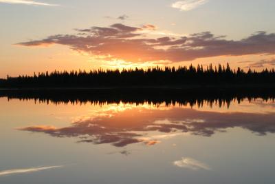 Sunrise reflected on river