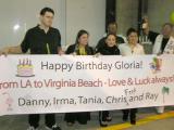 Gloria with Birthday Sign