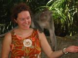 Liesbet at the monkey forest (from Belgium, she was on the Intrepid trip)